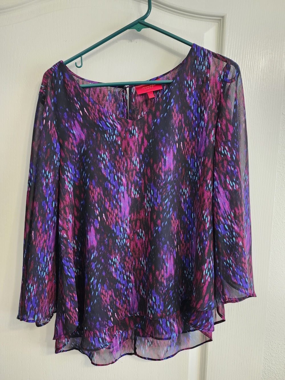 Jennifer Lopez Purple Multi-Color Chiffon Blouse